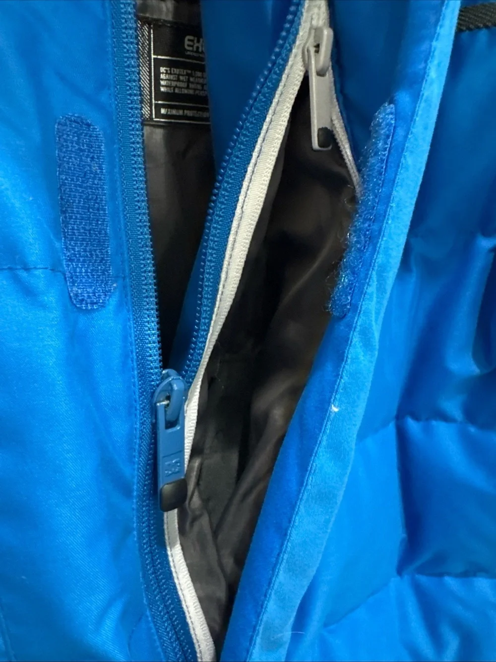 DC Shoes Mens Large Blue Down Snowboard Ski Jacket EXOTEX 5K Hooded Winter Coat